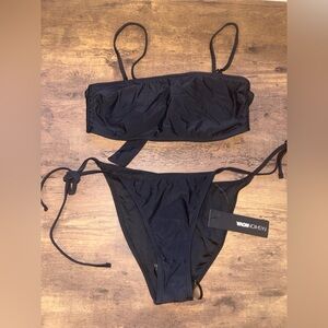 Fashion Nova  Woman’s Black Bandeau Bikini Set